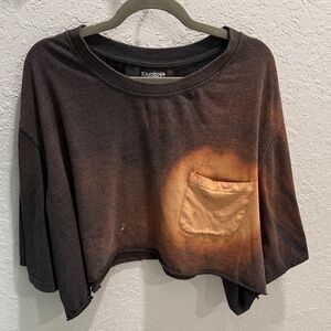 Women's Black and Orange Crop Top